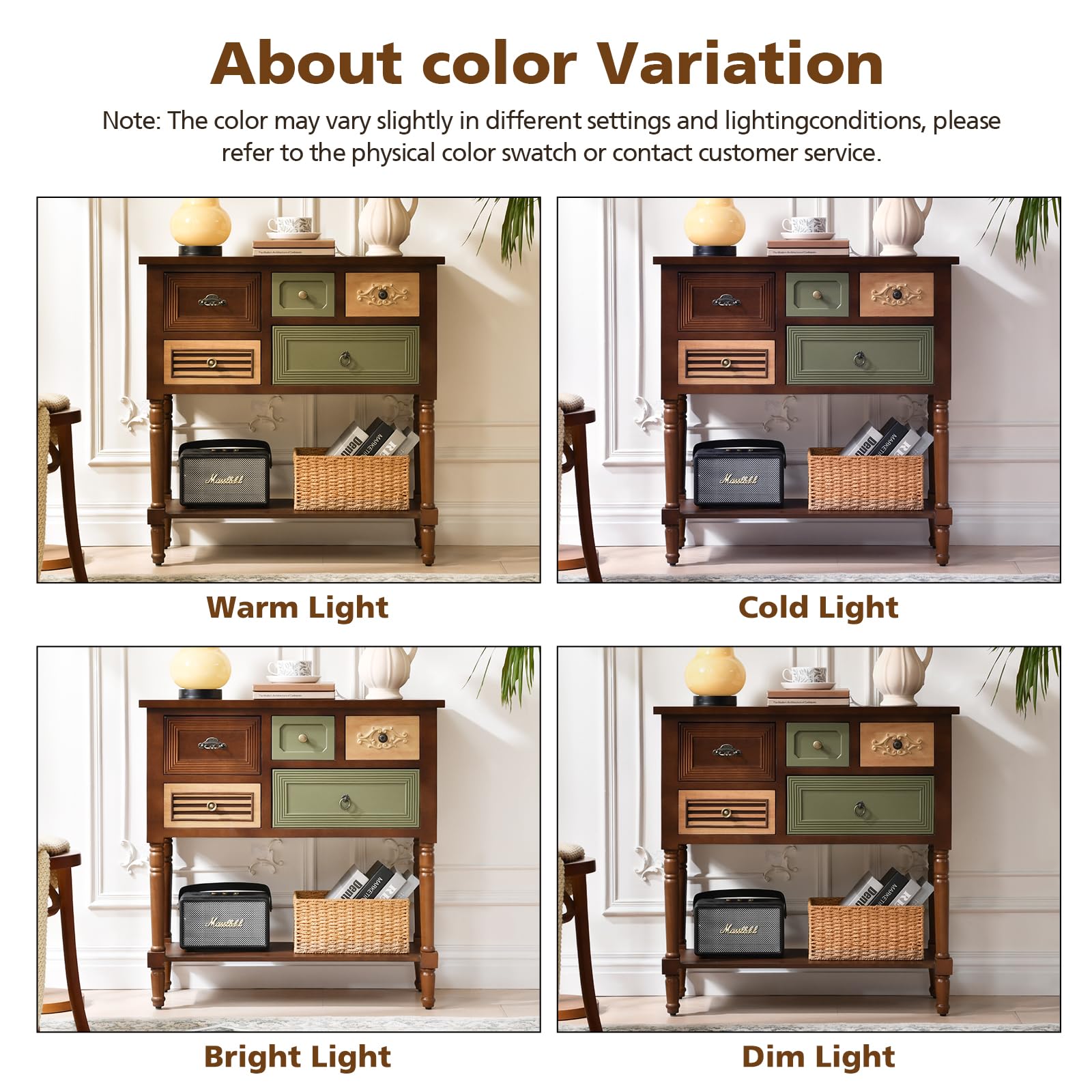 Vintage Accent Cabinet with Drawers & Open Shelf