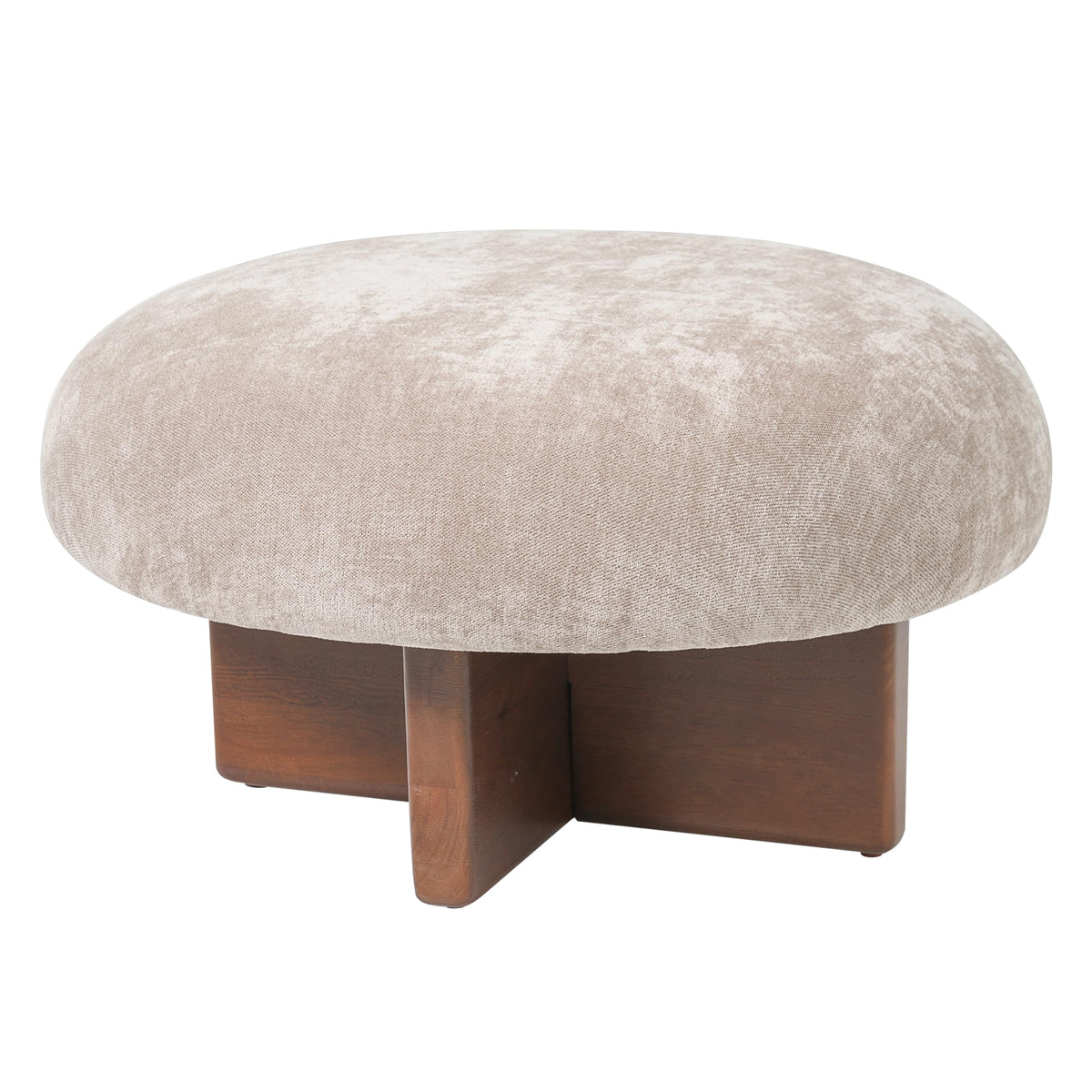 Round Chenille Ottomans, Set of 2