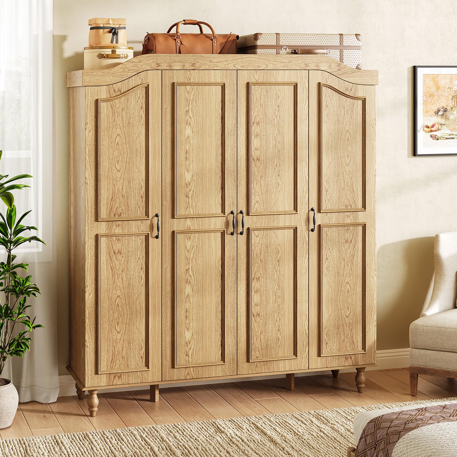 Arched Armoire Wardrobe Closet with 4 Doors