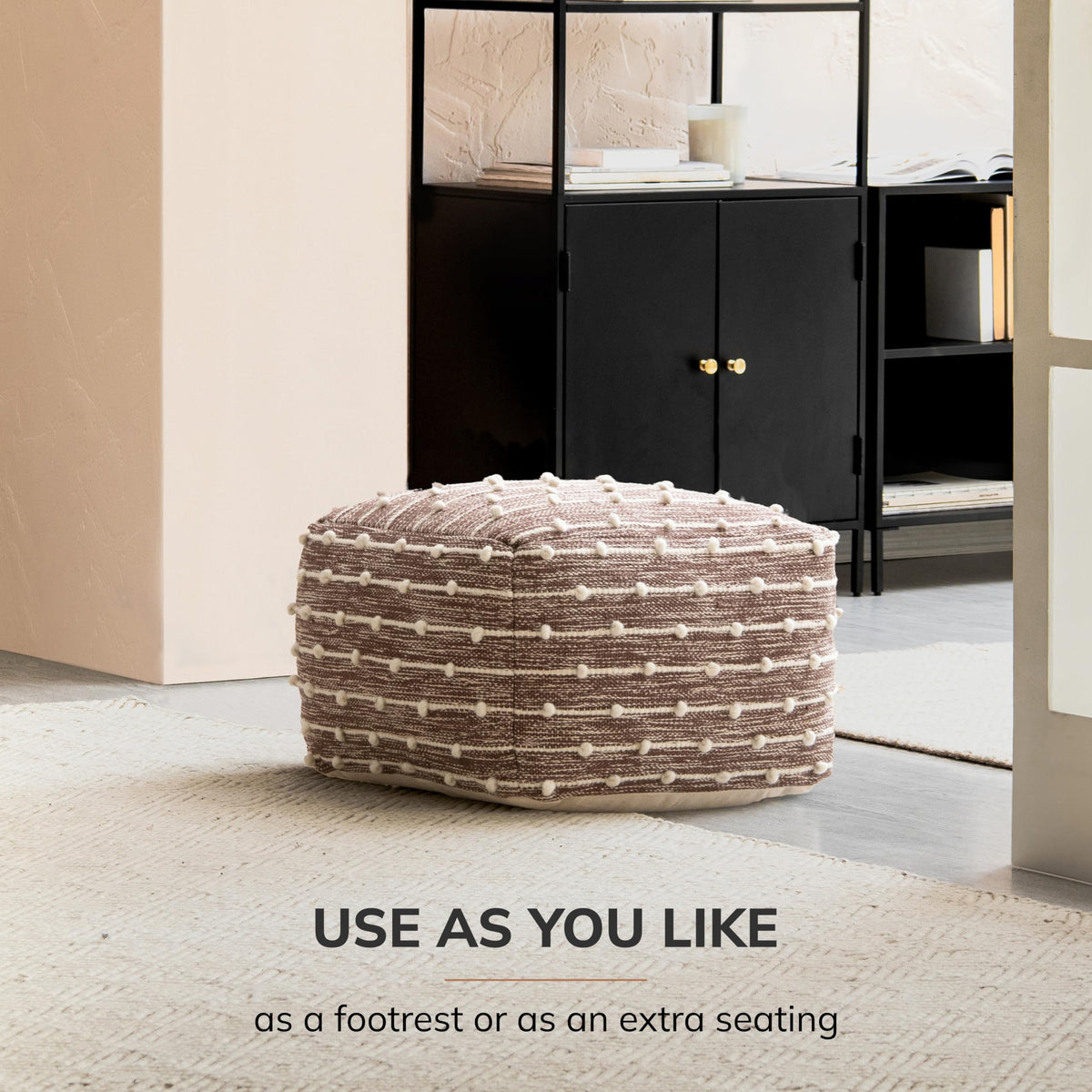 Anji Mountain 16" H x 22" W Handmade Pouf Ottoman for Living Room & Couch