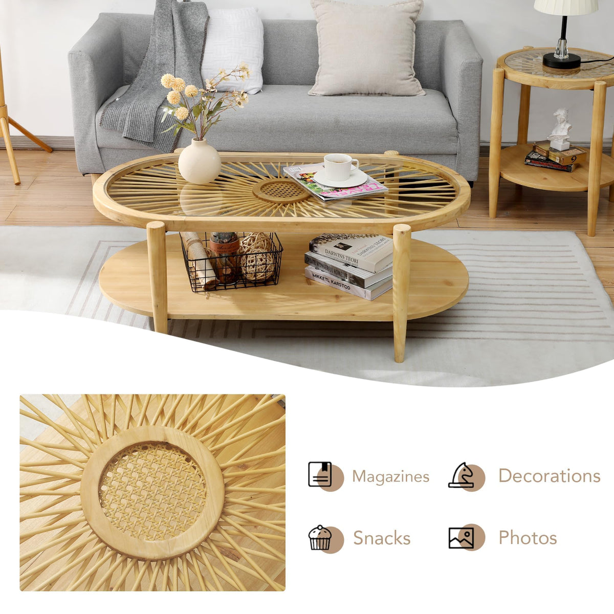 Oval Rattan Coffee Table