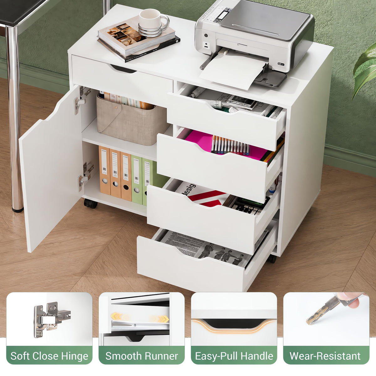 5-Drawer Rolling Storage Cabinet