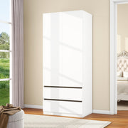 White Wardrobe Closet with 2 Doors & Drawers