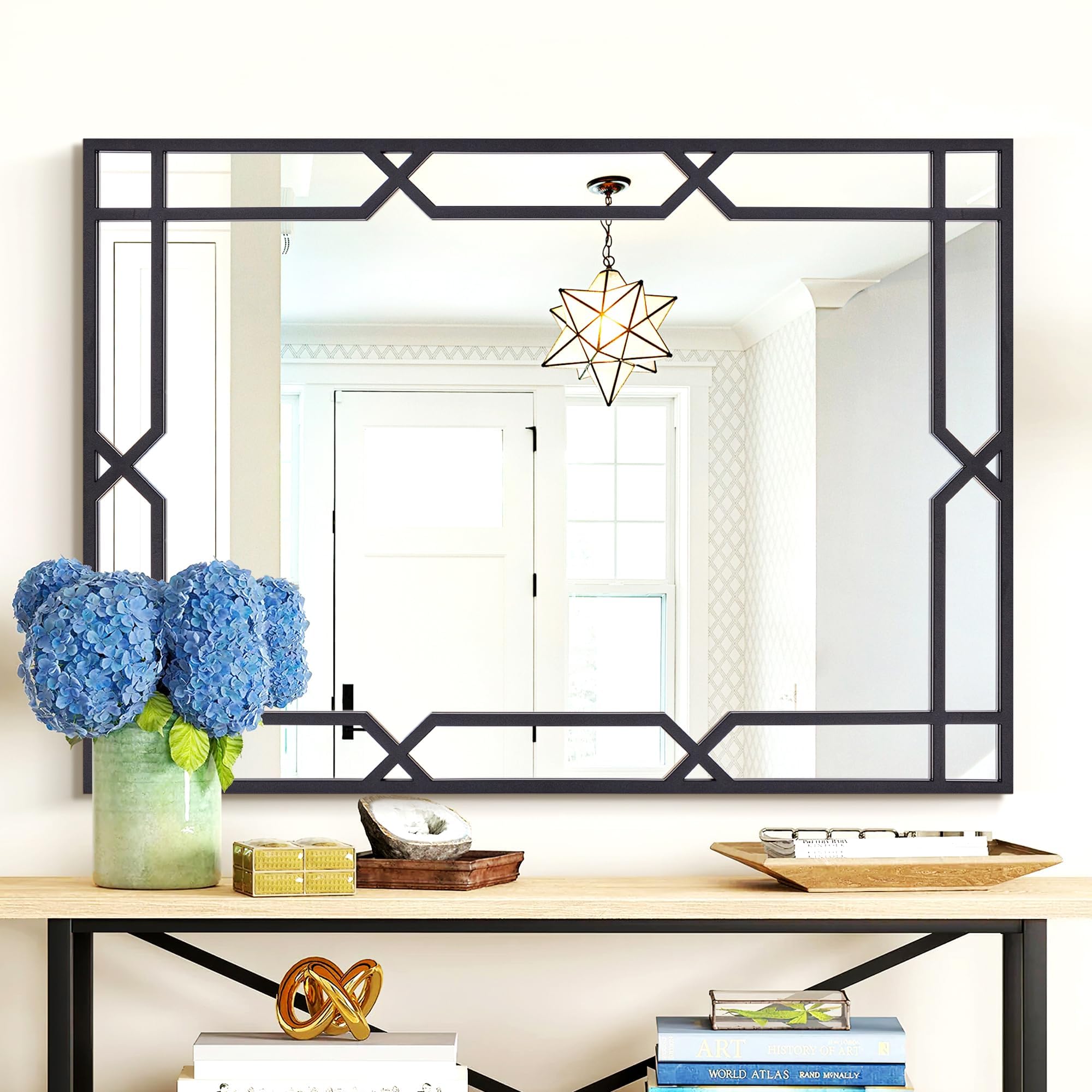 Large Rectangle Wall Mirror – Black Metal Frame