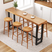 quanzhoulong 47in Solid Wood Live Edge Bar Table - Bar Height Pub Table with Built-in Footrest, Solid Wood Top & Sturdy Metal Legs for Kitchen, Dining & Bistro Spaces