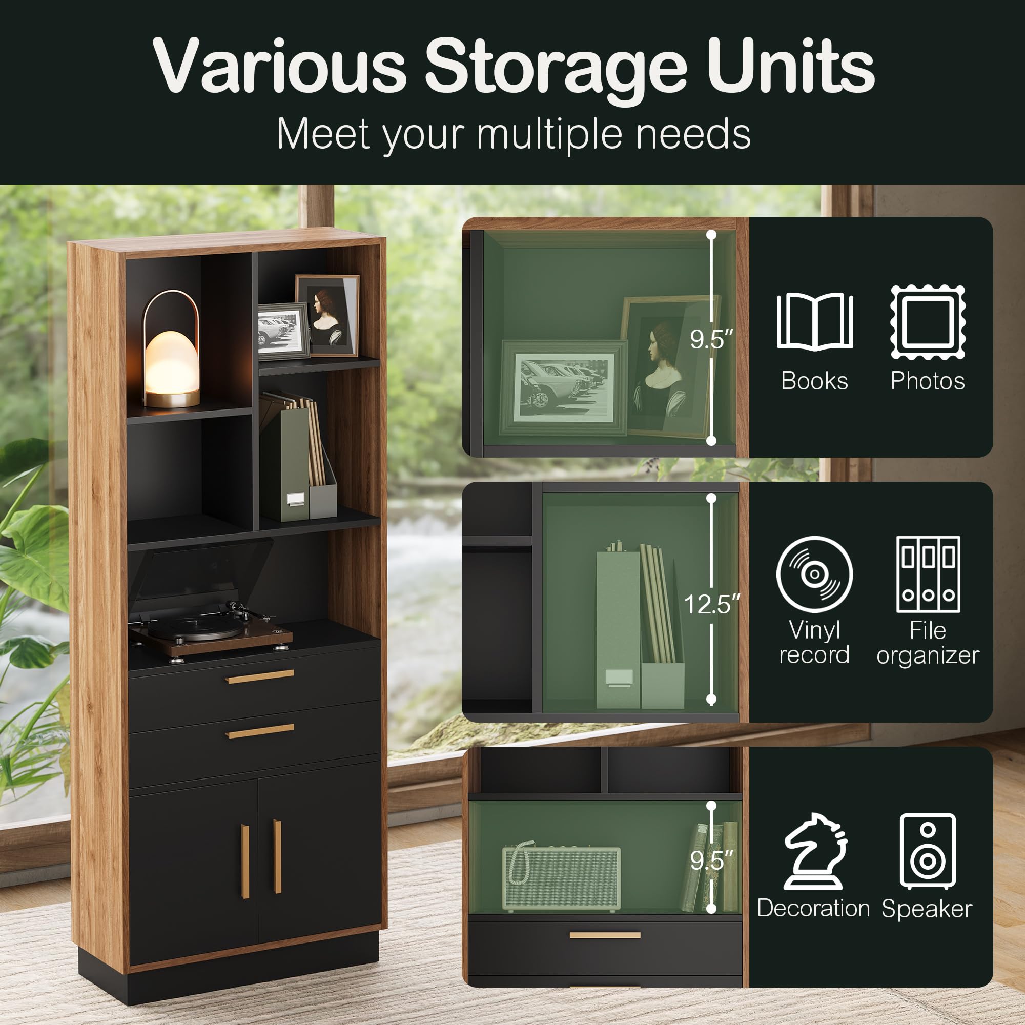 Standing Desk & Bookcase Home Office Set