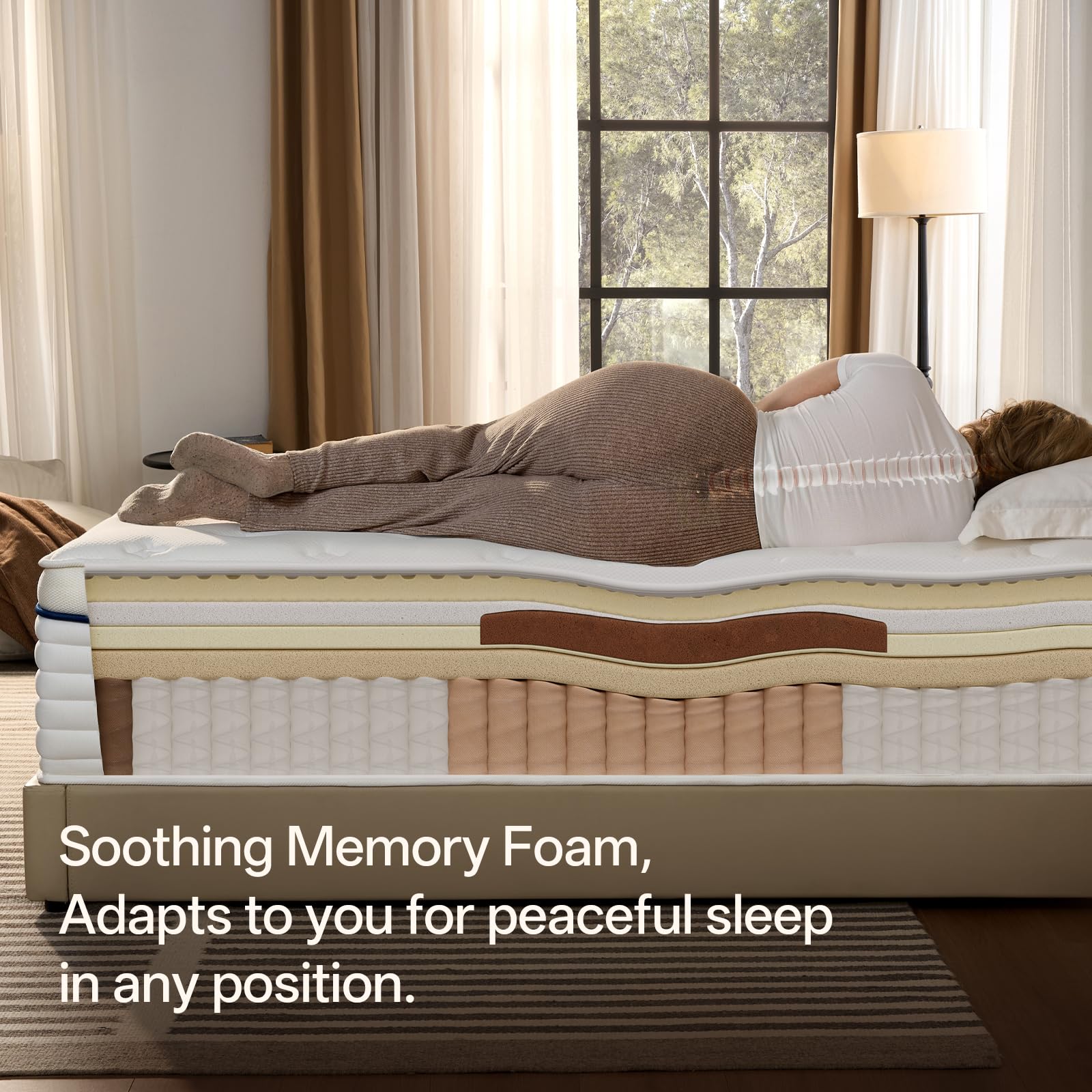 QUILTZEN Queen Mattress 12 Inch, Medium Plush Hybrid Queen Size Mattress with Memory Foam & Individually Wrapped Pocket Coils, Pressure-Relieving Support & Motion-Reducing Design