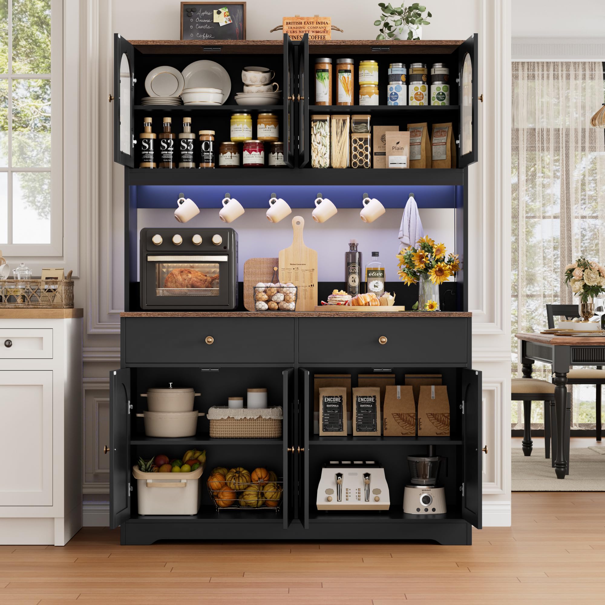 LED Kitchen Pantry Cabinet with Power Outlet