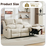 Reclining Loveseat Sofa Leather Recliner Sofa 3 Seater Couch for Living Room, Home Theater Seating(3 Seat,Beige)