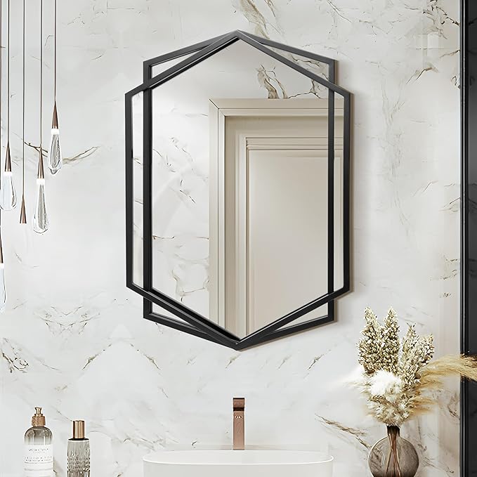 3-Piece Black Metal Wall Mirror Set