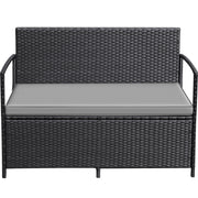 Outdoor PE Rattan Storage Bench with Cushion