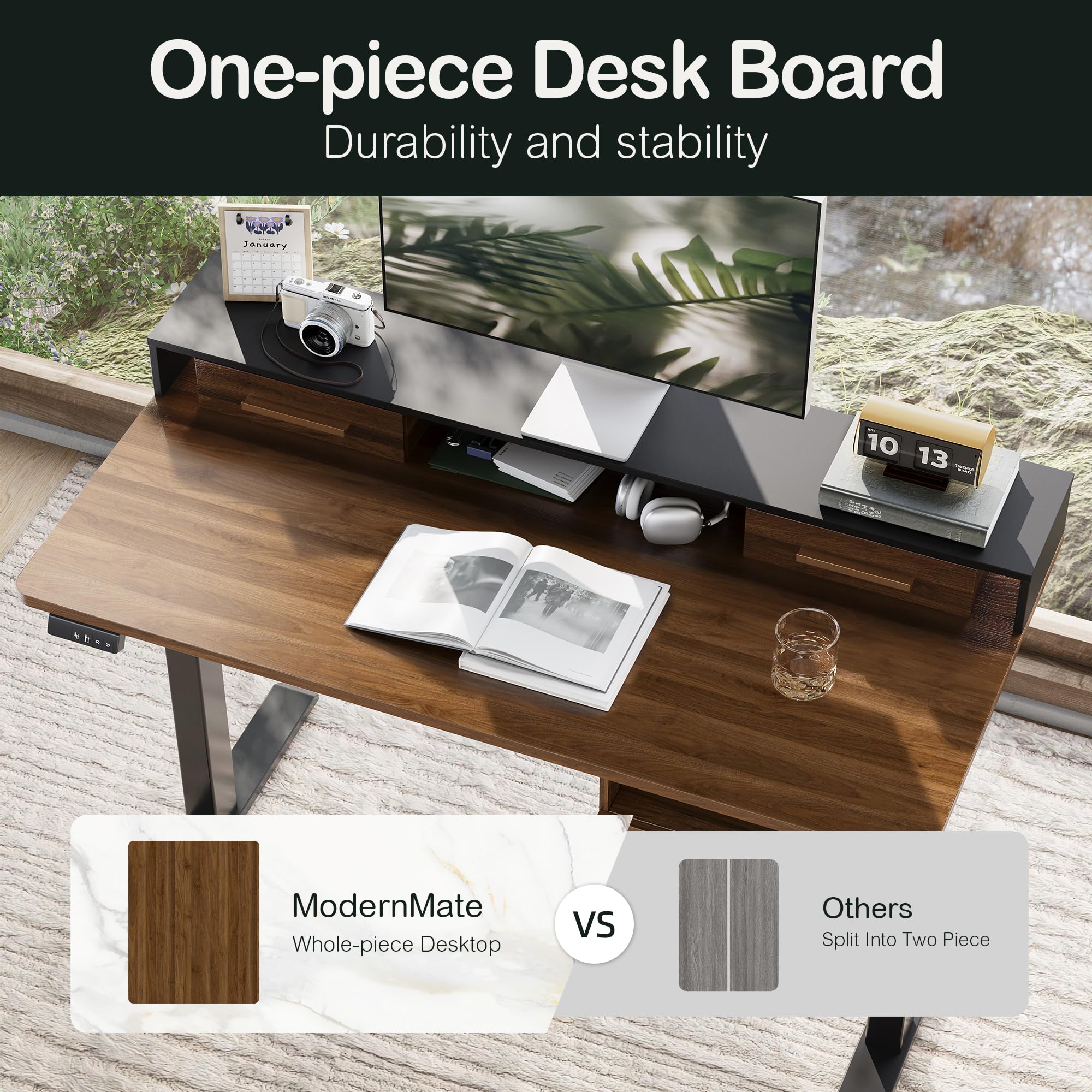 Standing Desk & Bookcase Home Office Set