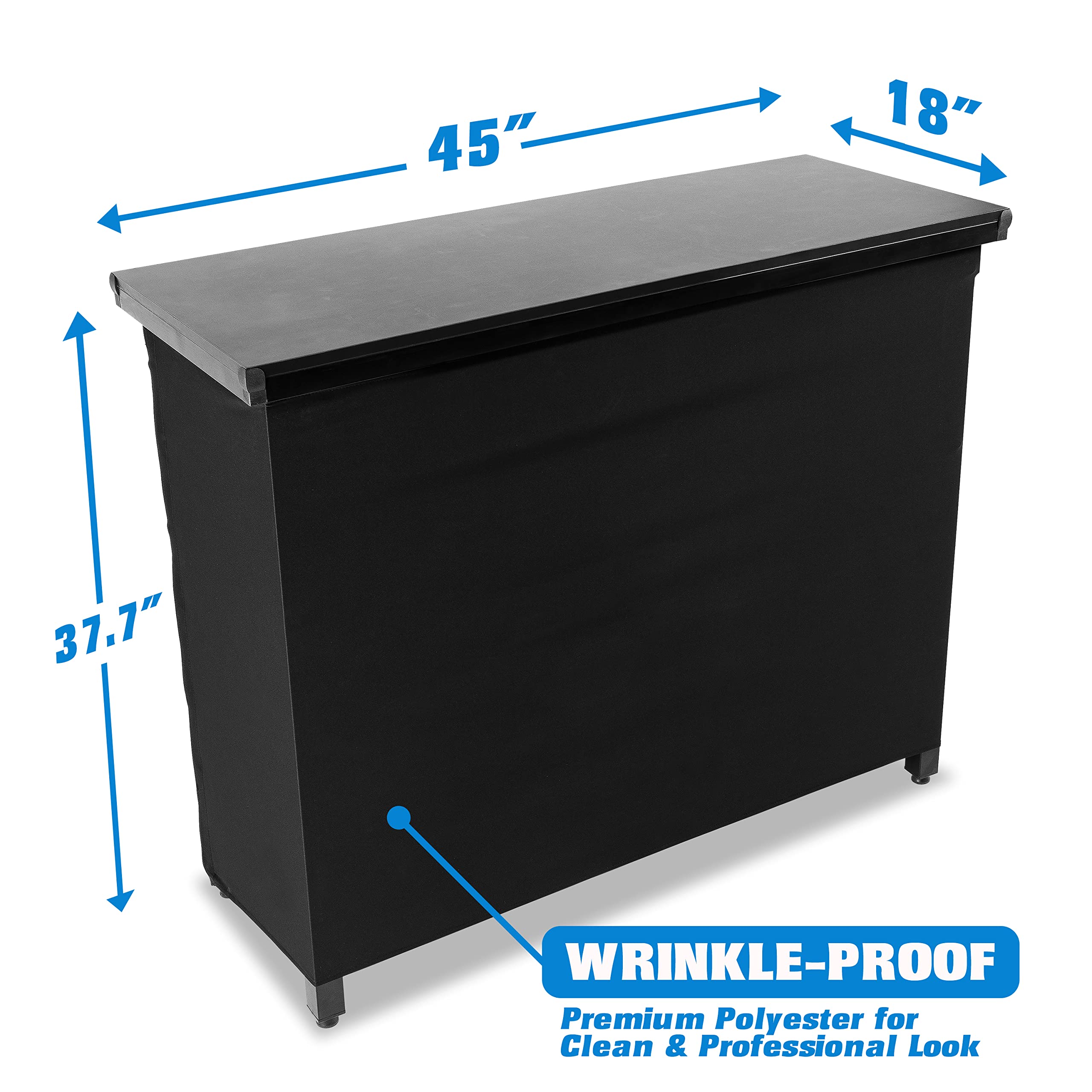 Portable Pop-Up Bar Table with Skirt & Carry Case
