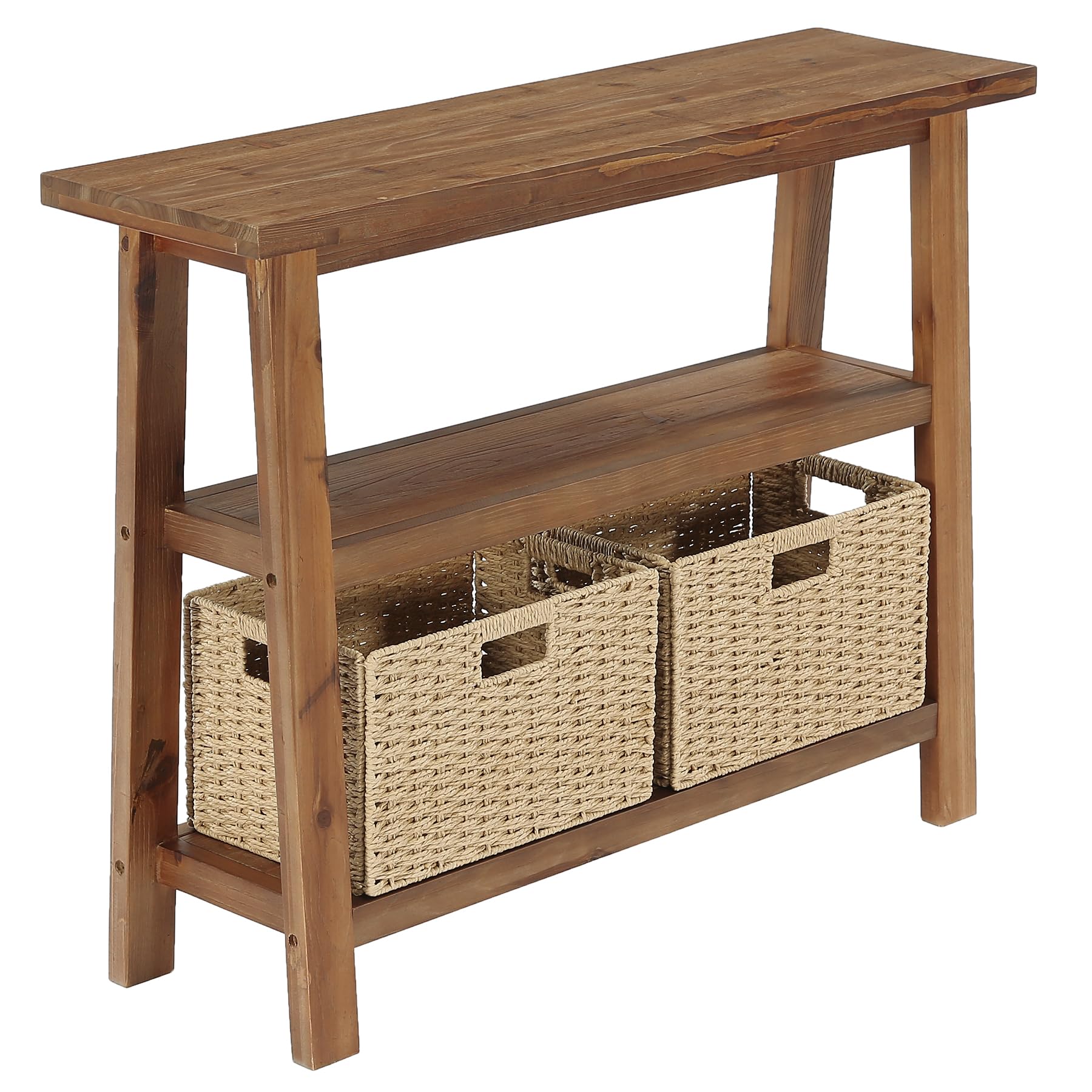 LITTLE TREE Solid Wood Console Table with Storage for Entryway, 41.34-Inch Small Farmhouse Sofa Table with 2-Tier Shelf for Living Room, Hallway, Entrance, Rustic Brown