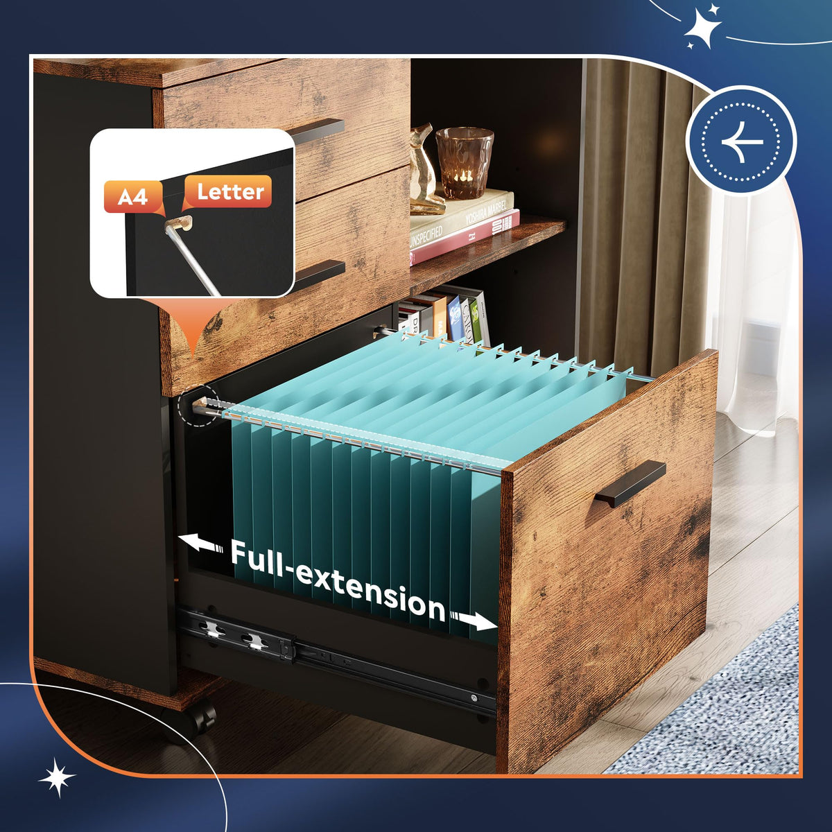 3-Drawer Mobile File Cabinet