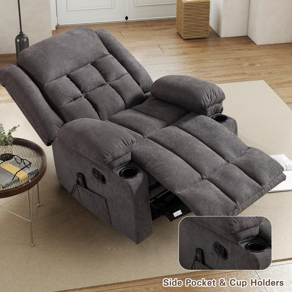 Grey Heated Massage Recliner