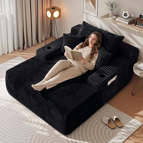 Brown Corduroy Chaise Lounge