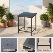 Gizoon 3 Pieces Rocking Patio Bistro Set with Anti-Scald Armrest, Outdoor Patio Wicker Furniture Set with Glass Table and Cushion for Garden, Yard, Porch