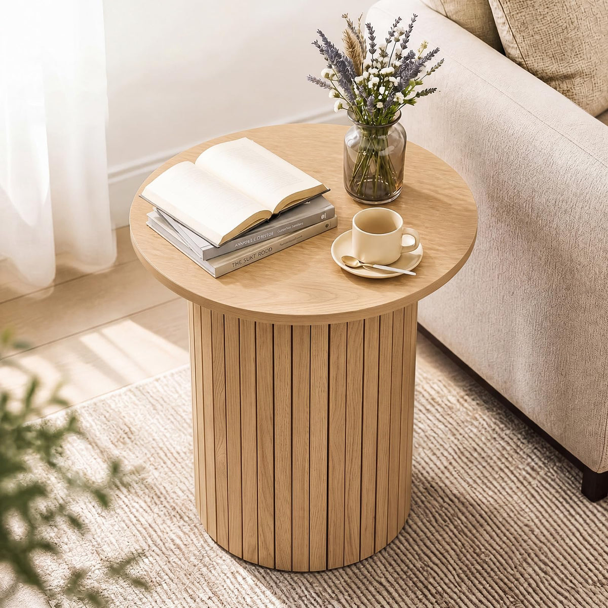 Round Fluted Side Table