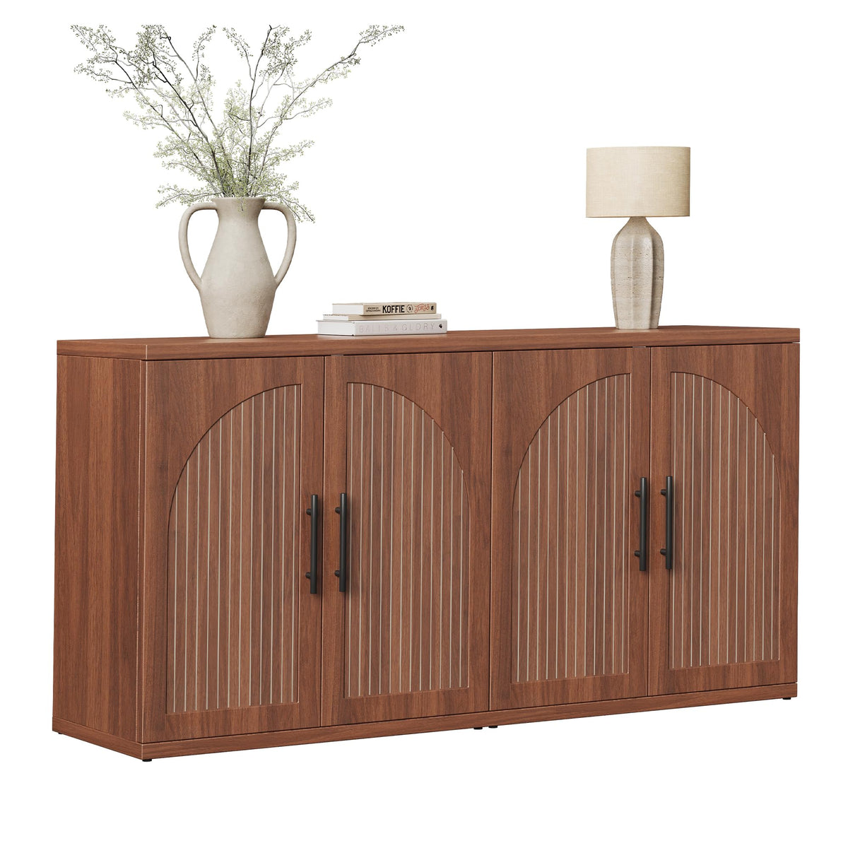 Fluted Walnut Buffet Cabinet