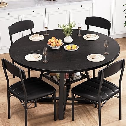 5-Piece Round Dining Table Set for 4