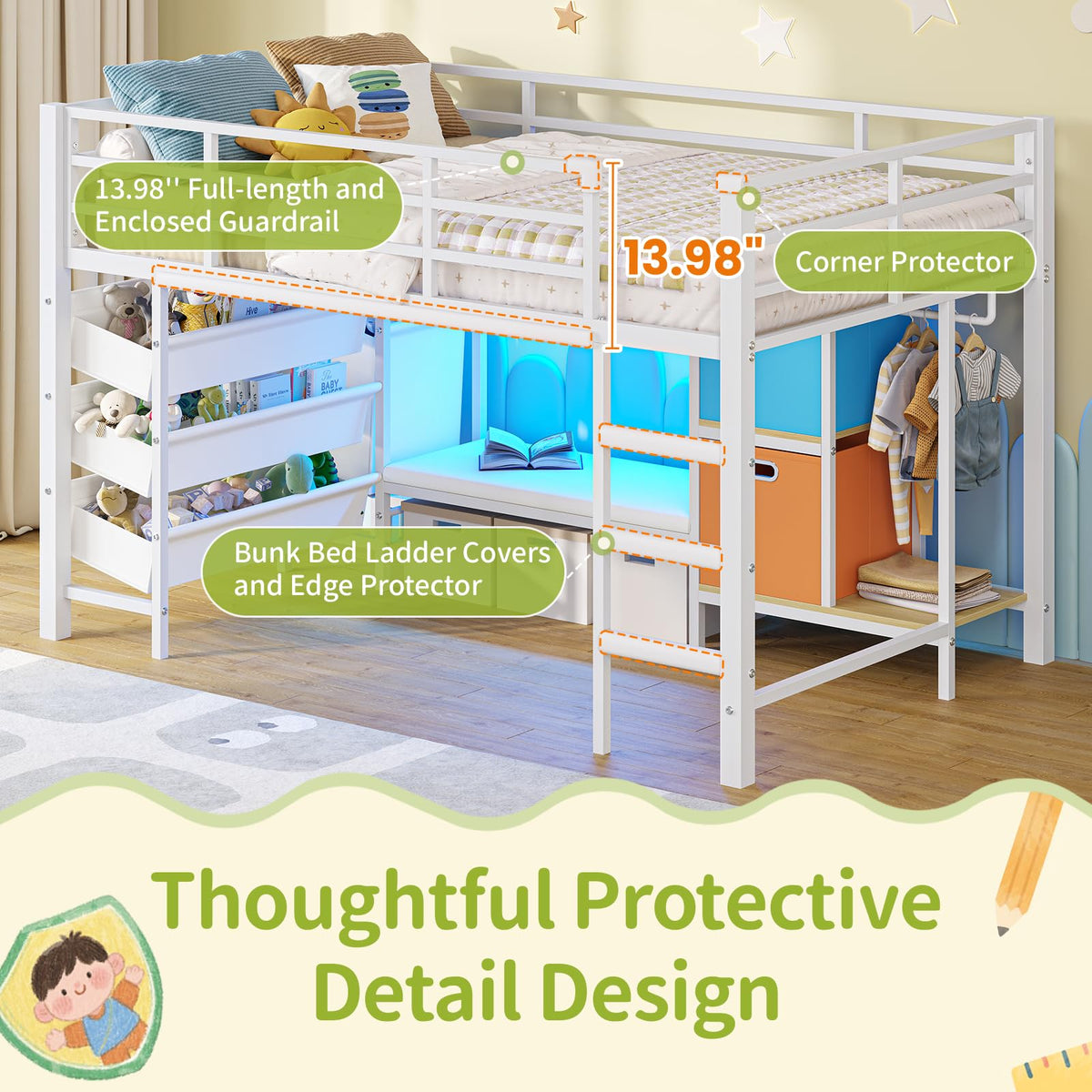 Twin Low Loft Bed with Storage