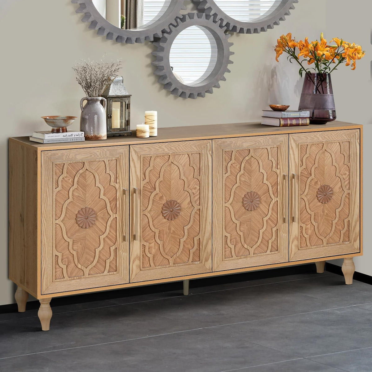Carved Natural Sideboard