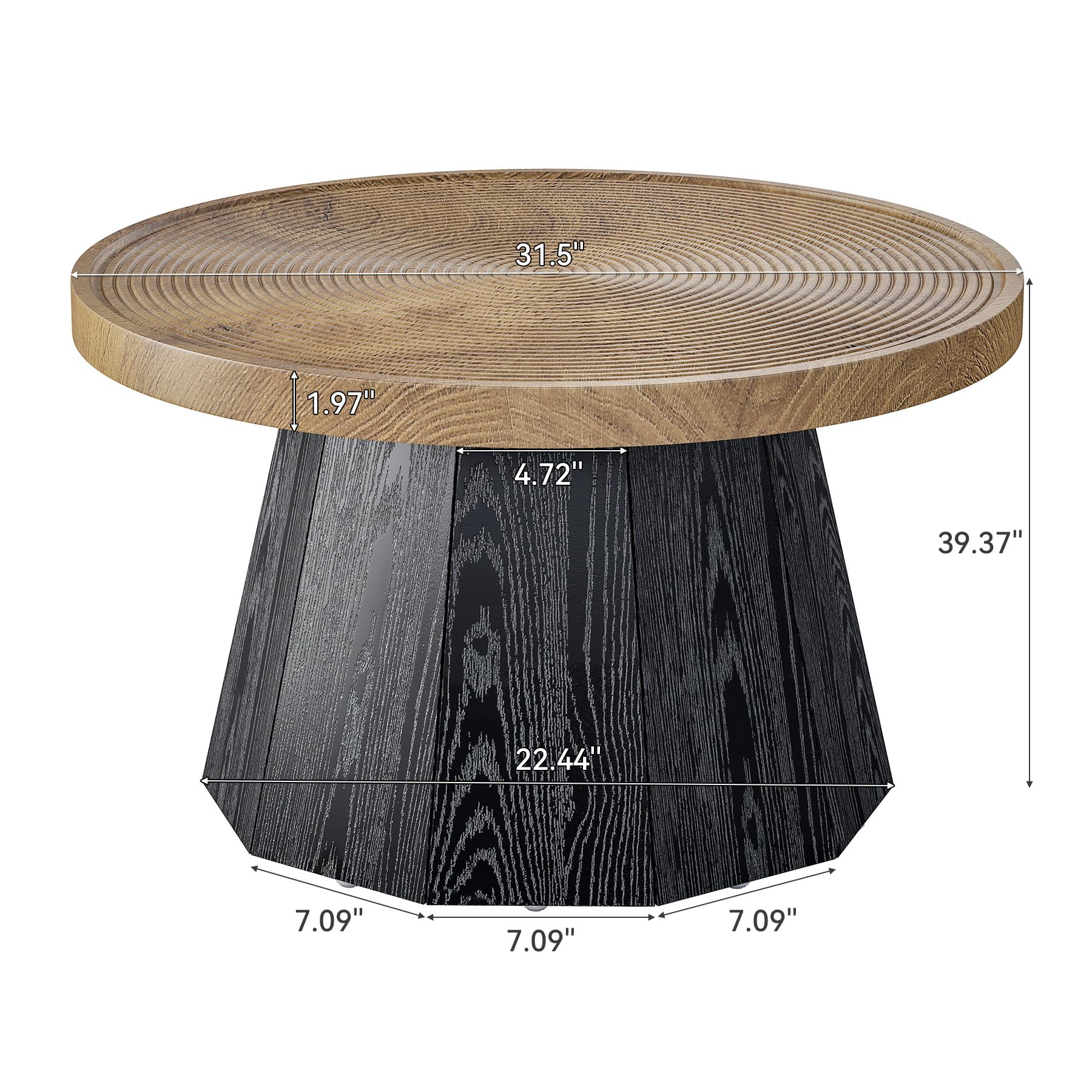 LITTLE TREE Round Coffee Table for Living Room, 31.5-Inch Farmhouse Center Table, Modern Circle Wooden Tea Tables for Office, Small Space, Reception, Brown