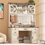Farmhouse Vanity Desk with Mirror & RGB Lights
