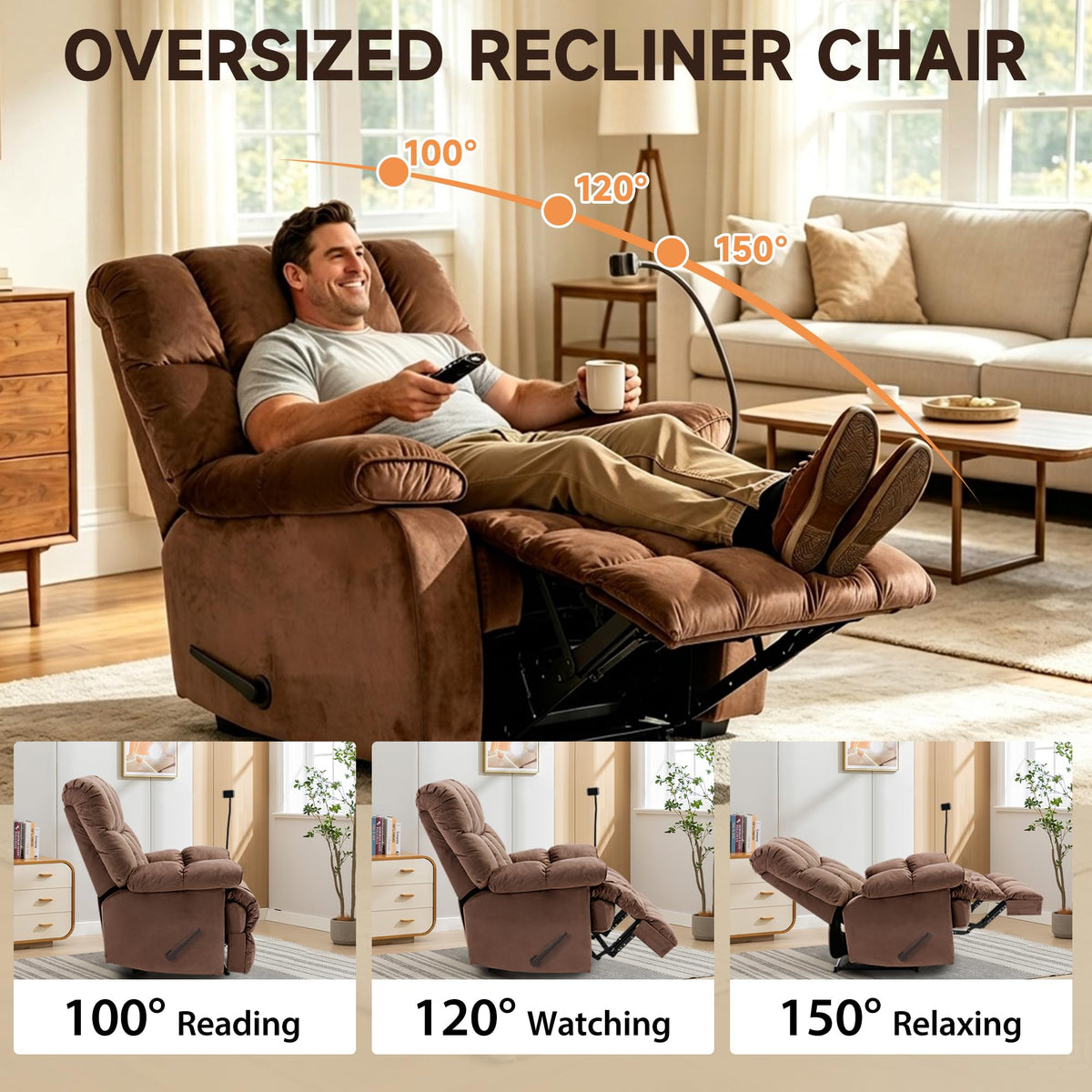 Oversized Velvet Recliner Chair