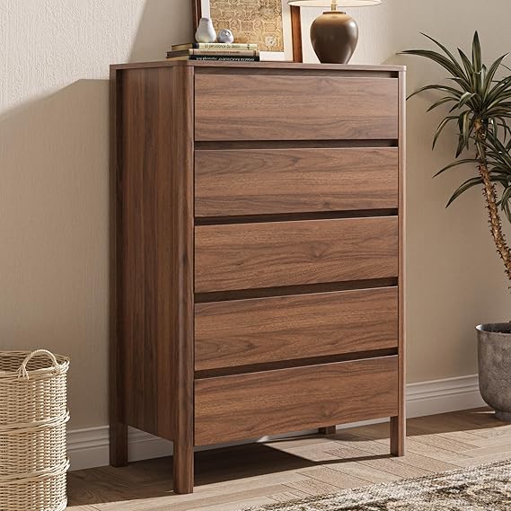 Walnut Chest of Drawers with Hidden Handles