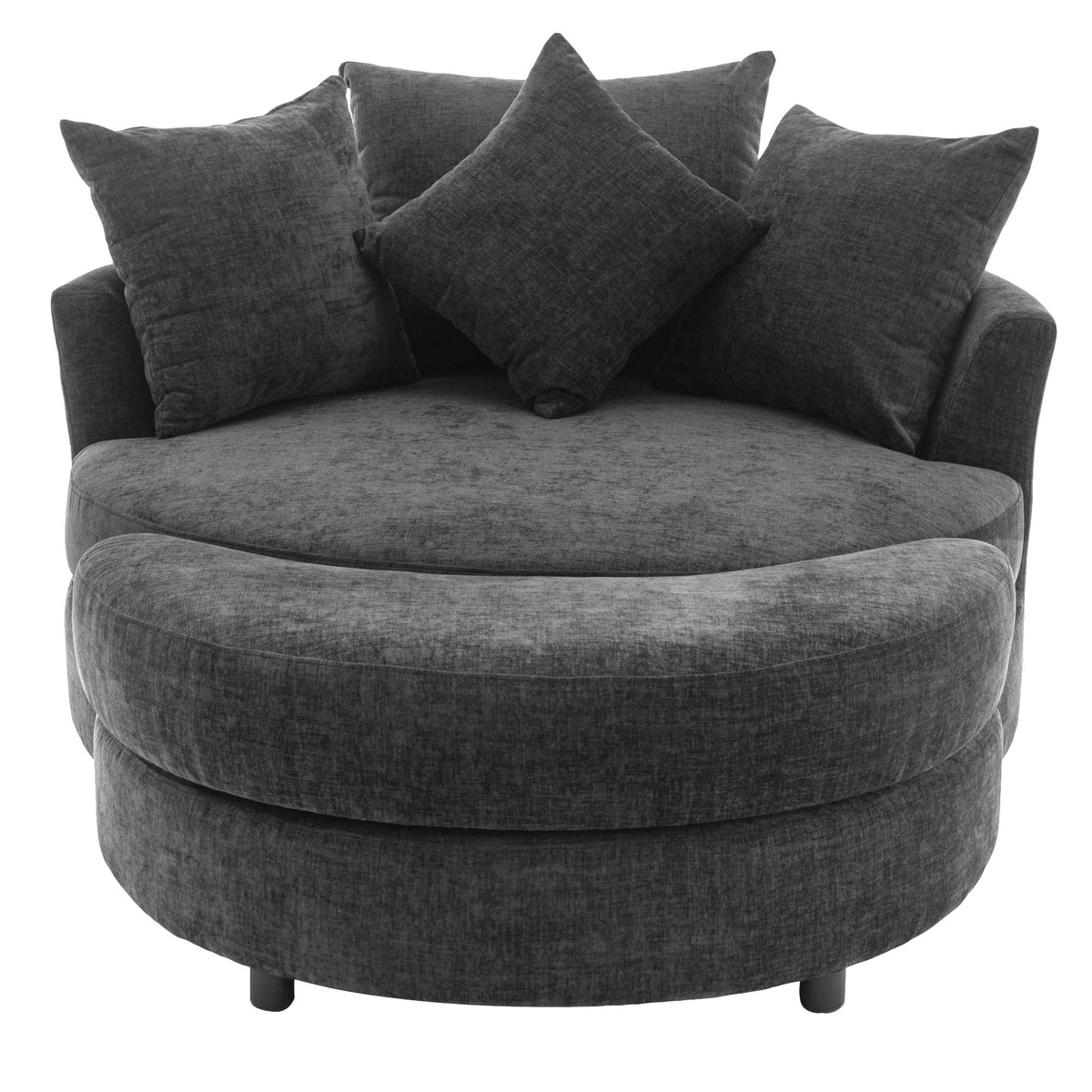 Chenille Swivel Chair with Storage Ottoman