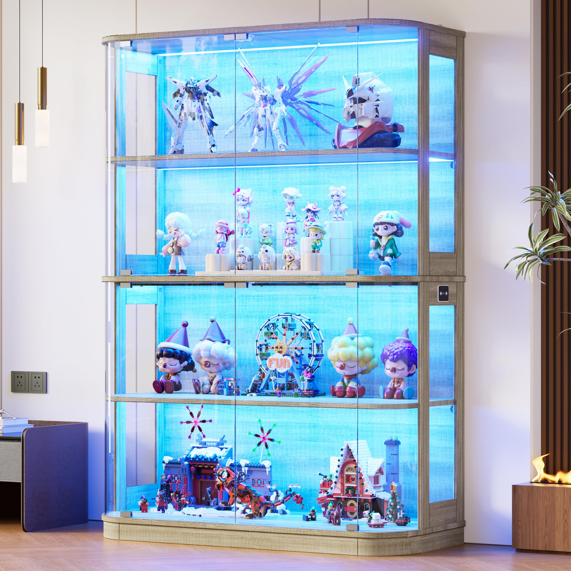 Large Glass Display Cabinet with LED Lights