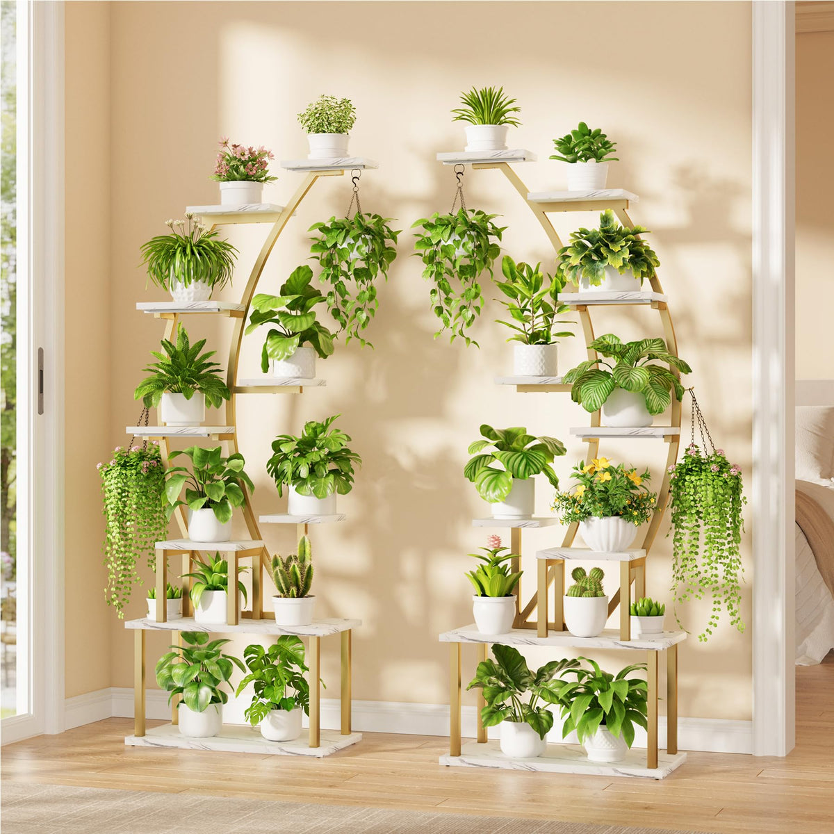 2 Pack Plant Stand Indoor with Grow Lights, 9 Tier Large Tall Plant Shelf
