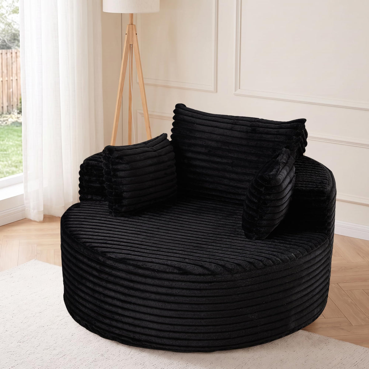 NicBex 50” Oversized Large Lounge Chair Indoor with 3 Pillows, Black