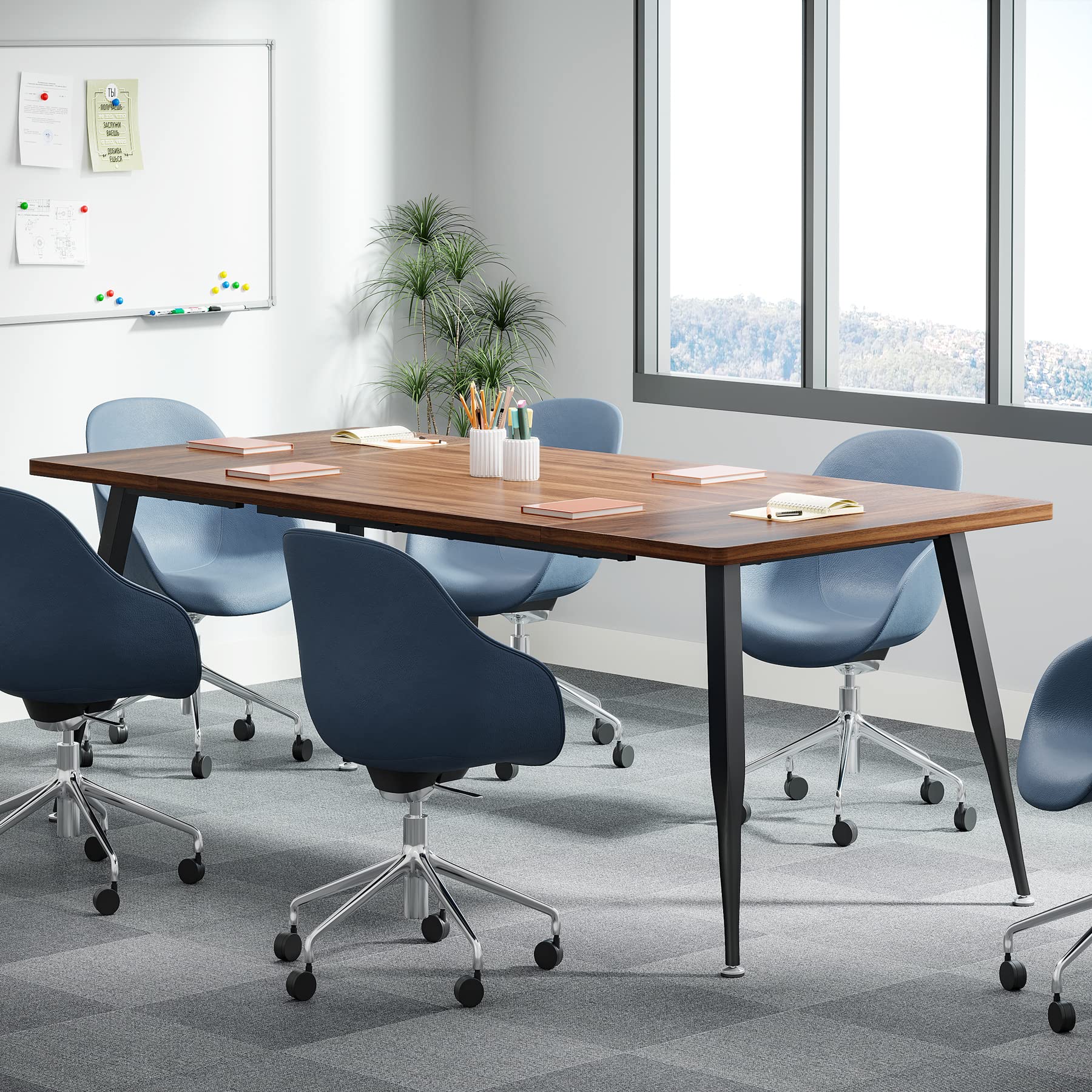 70.86" Rectangular Conference Table with Metal Legs