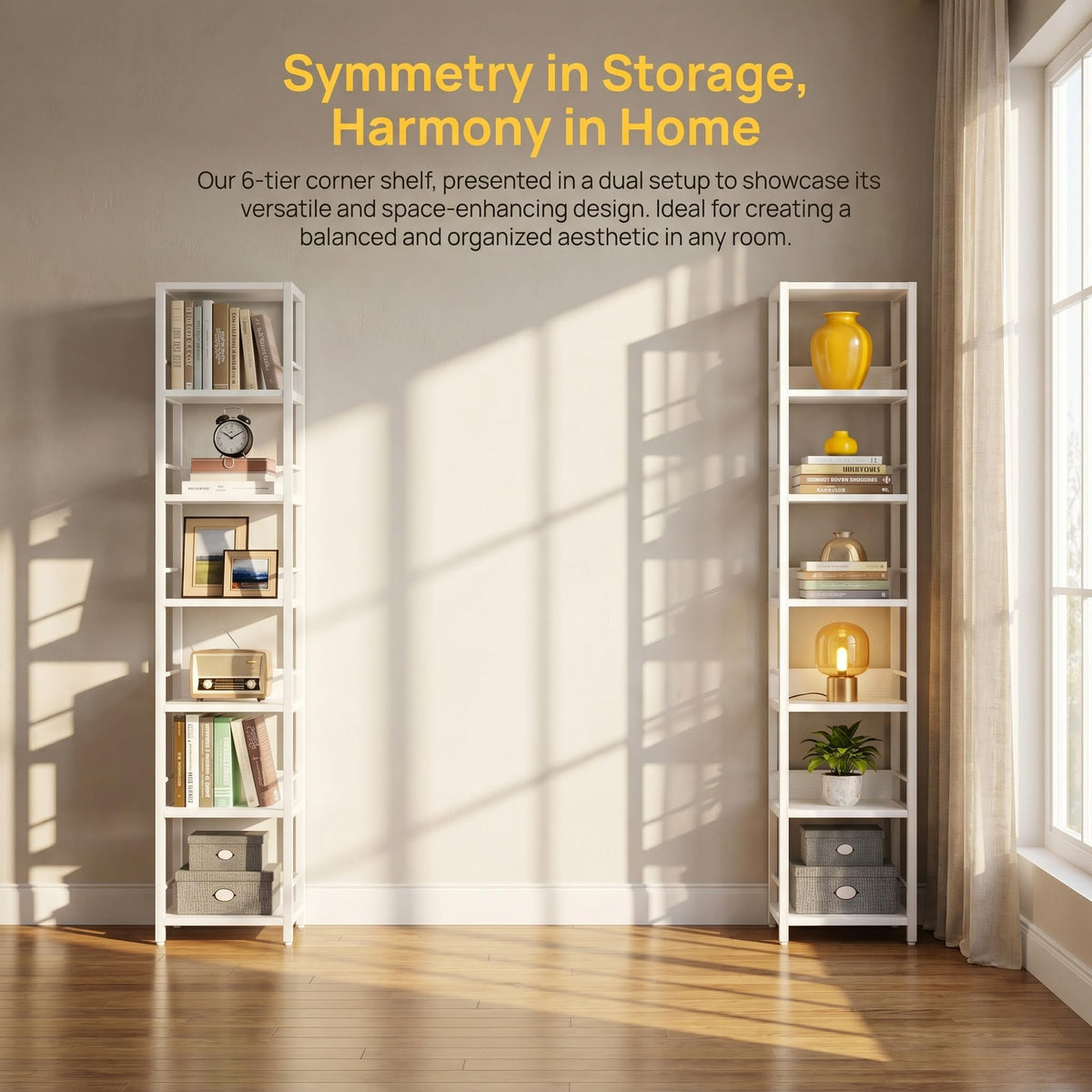 6-Tier Narrow Corner Bookshelf