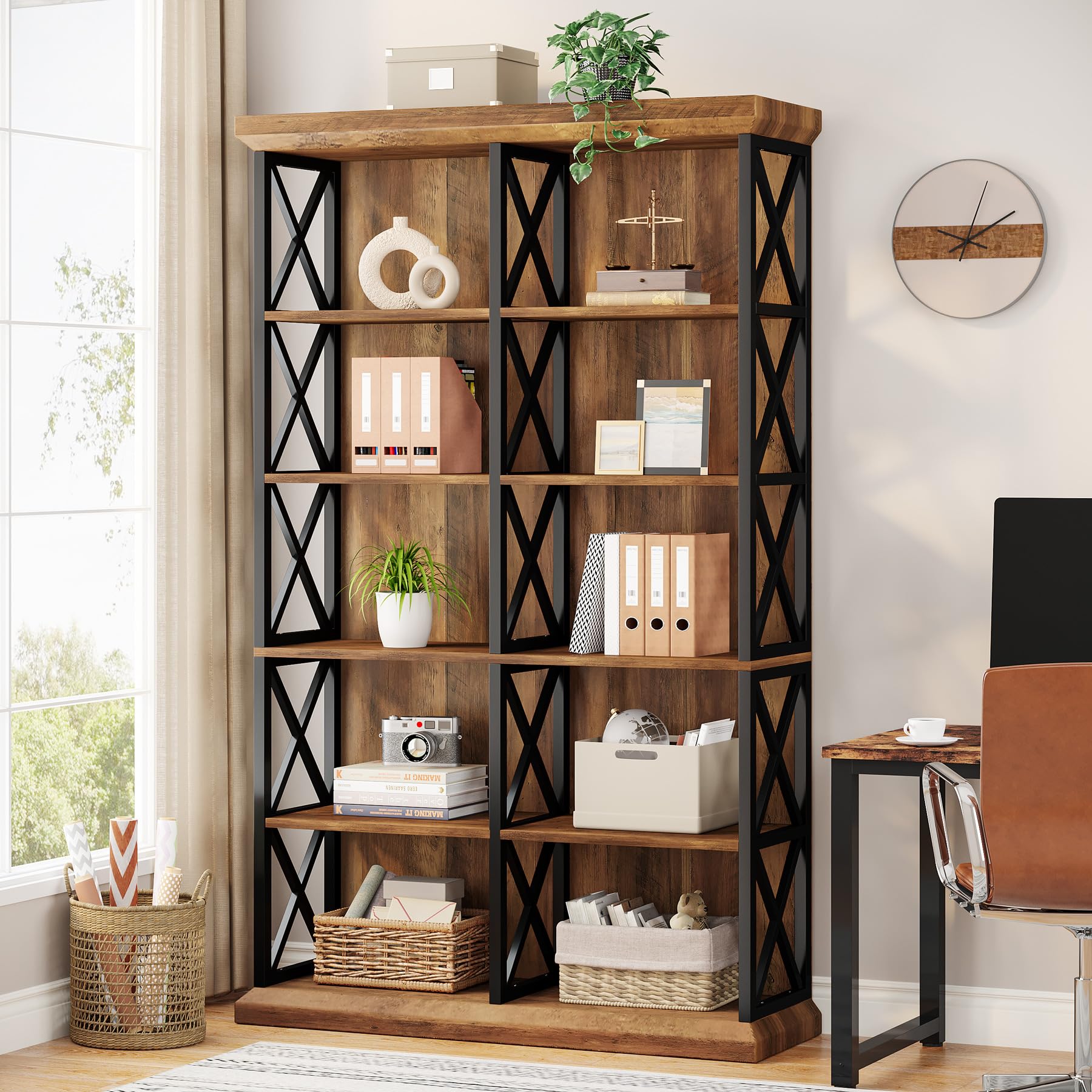 6-Tier Double Wide Industrial Bookshelf, 75"H