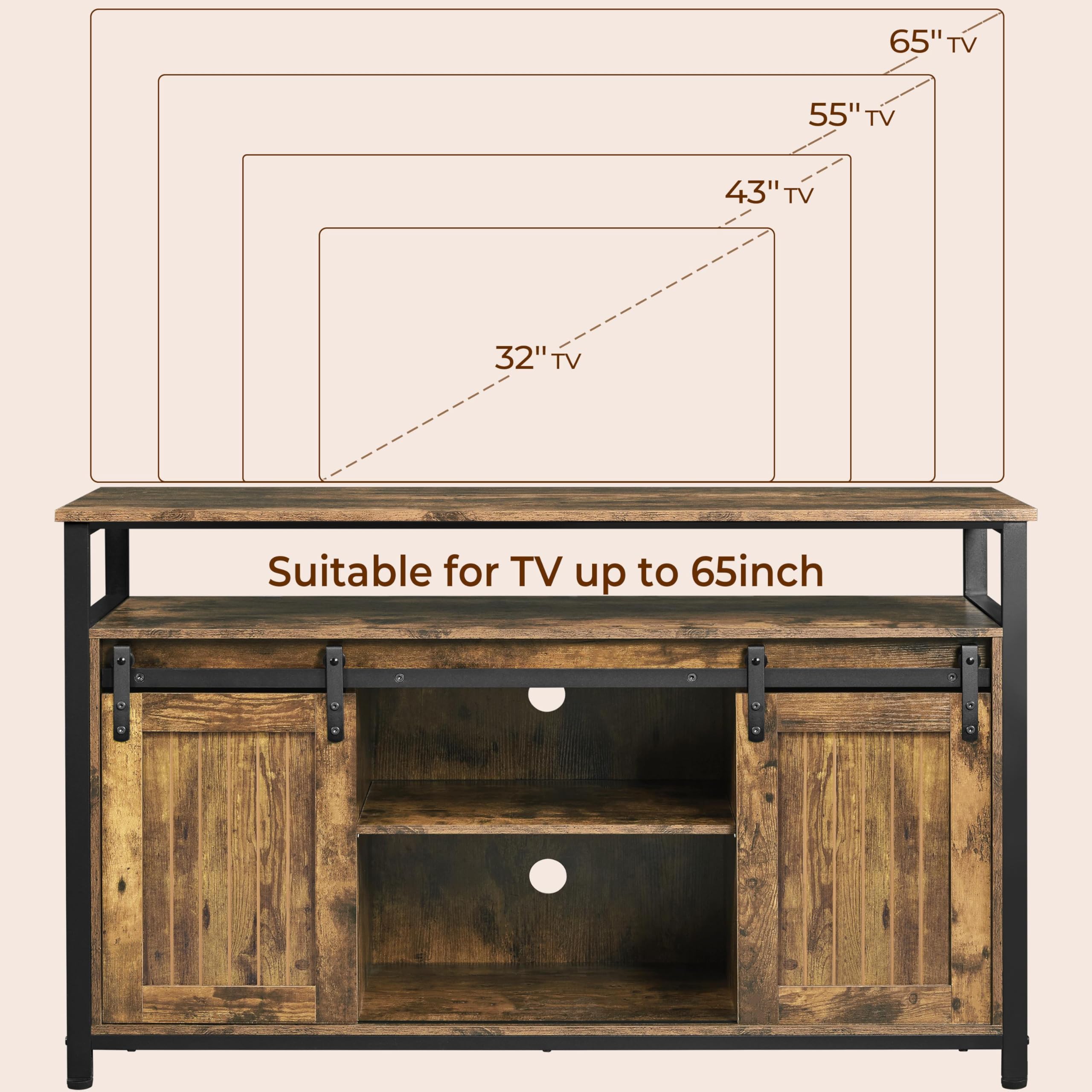 Rustic Brown TV Stand with Sliding Barn Doors
