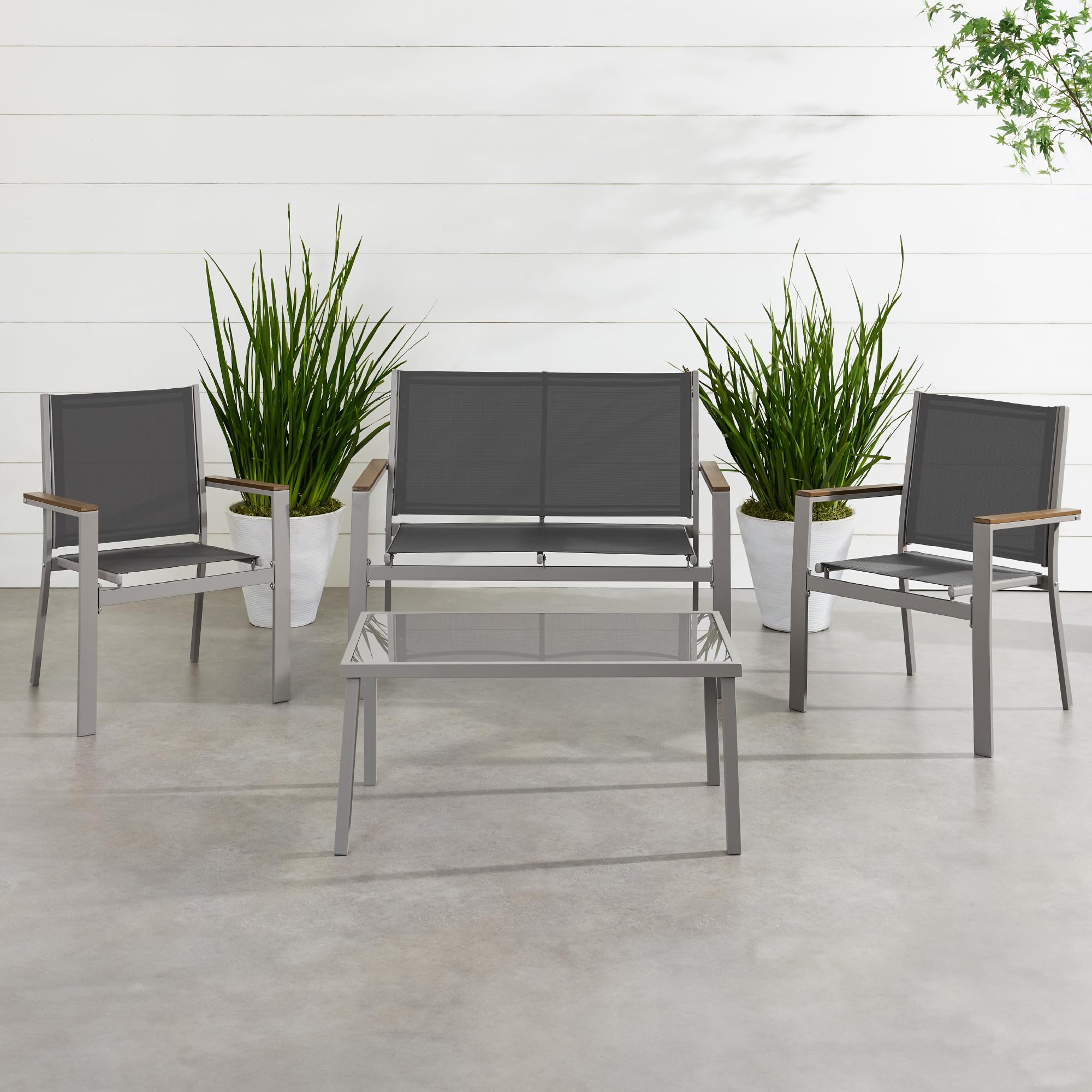 4-Piece Outdoor Textilene Patio Conversation Set