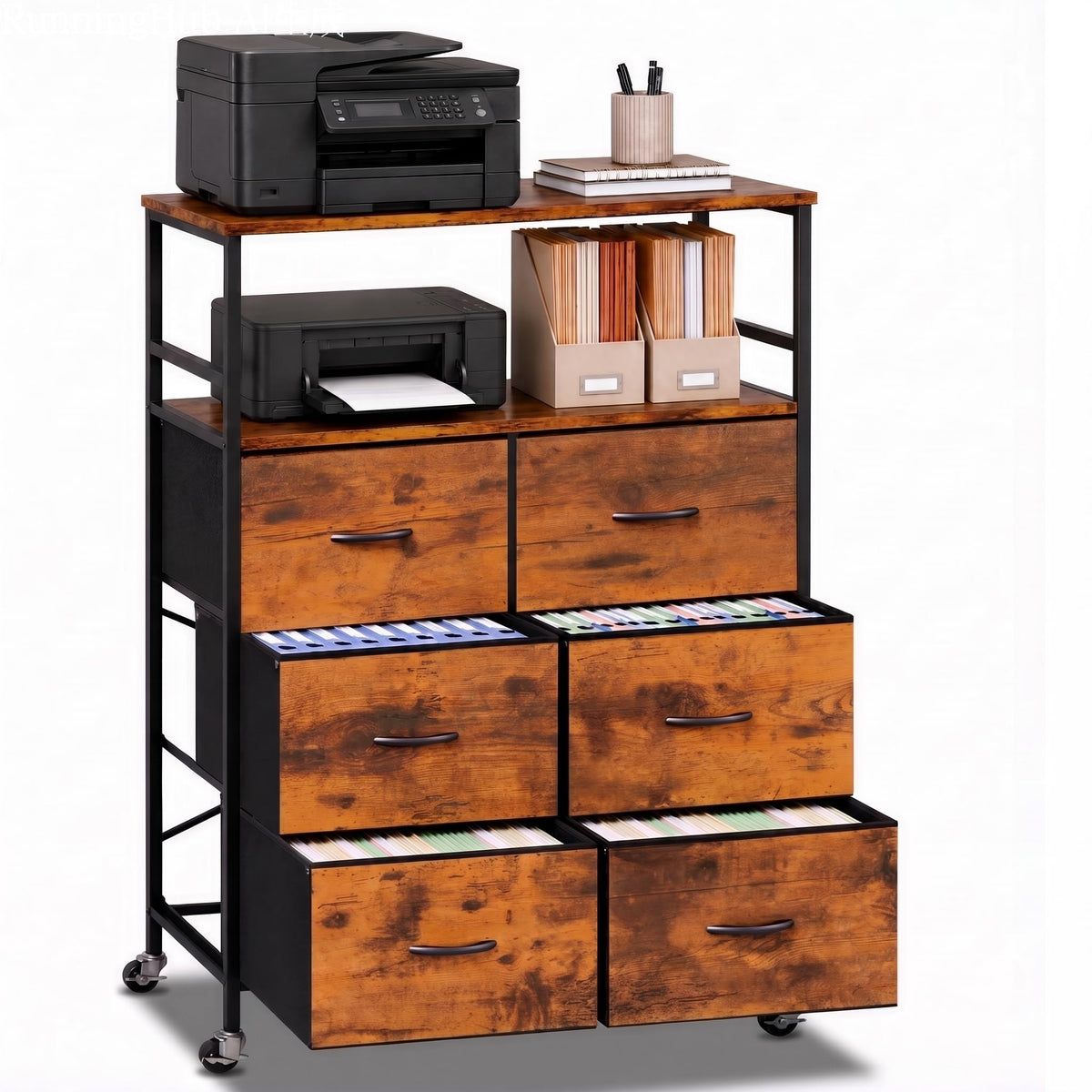 6-Drawer Rolling File Cabinet