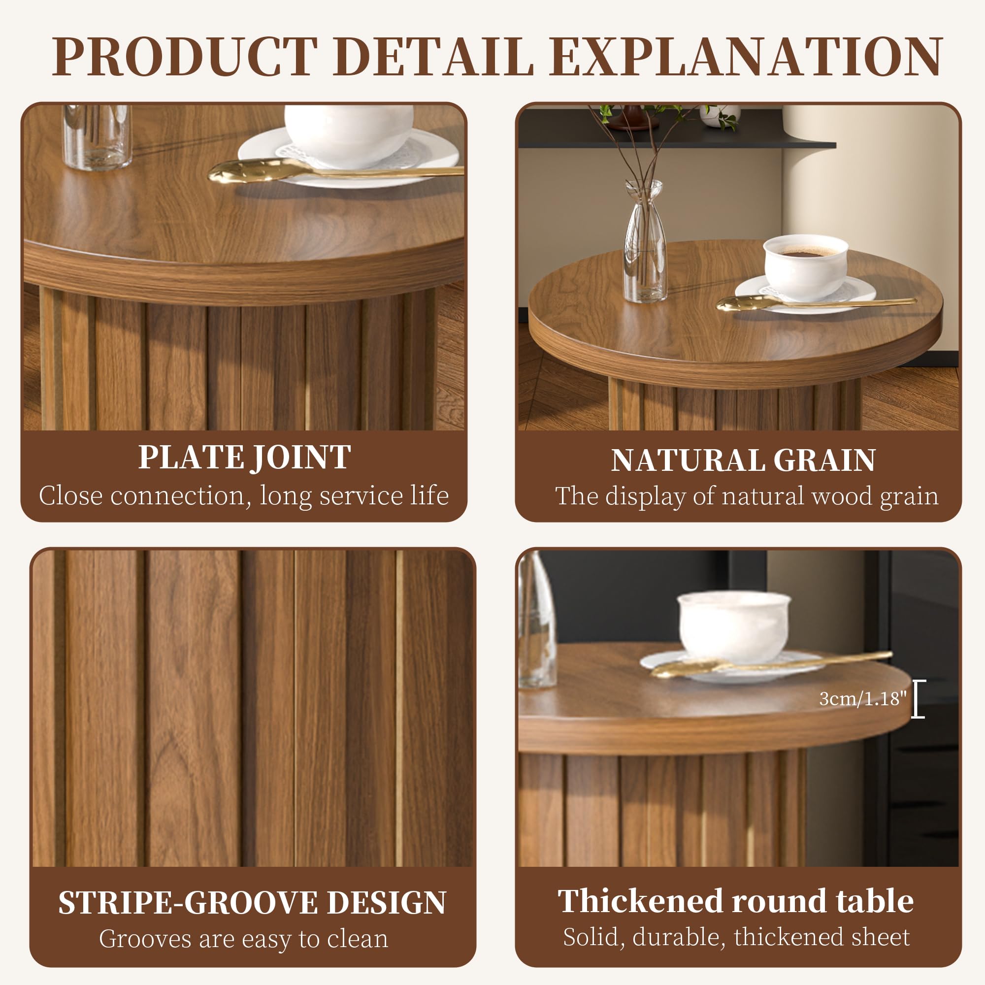Fluted Round End Table