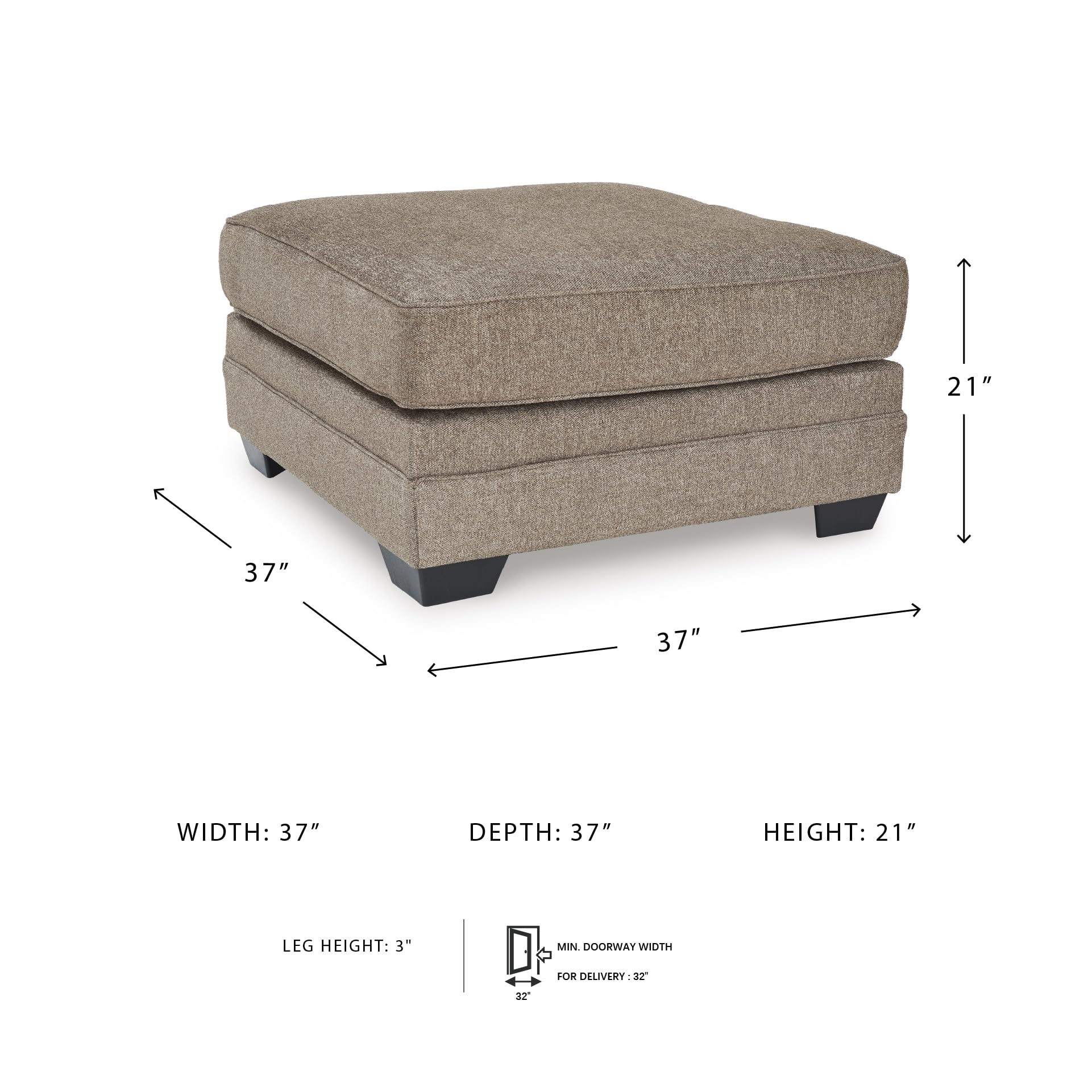 Signature Design by Ashley Cannonbrook Contemporary Oversized Accent Ottoman with Foam Cushion, Taupe