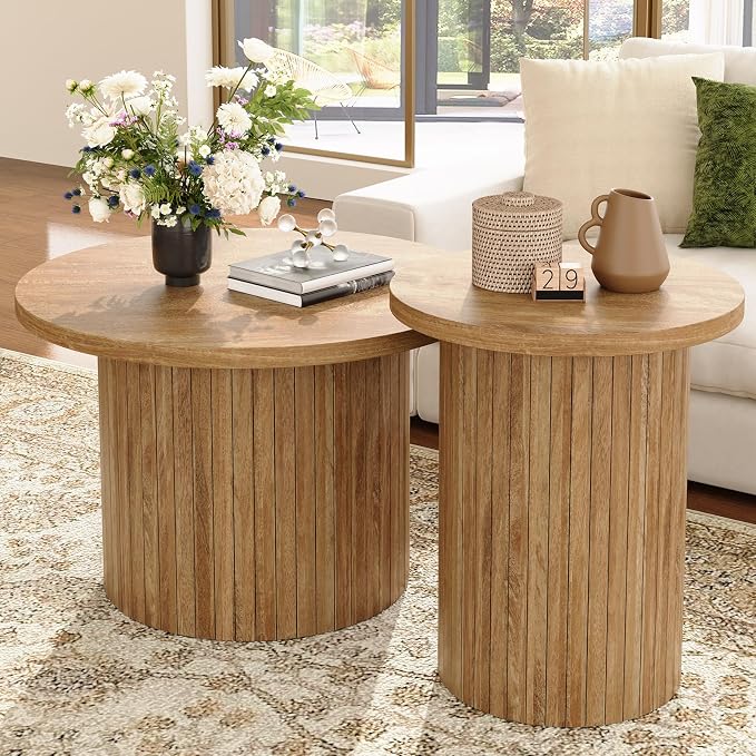 Round Wood Nesting Coffee Tables