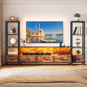TV Stand with Bookshelves & LED Lighting