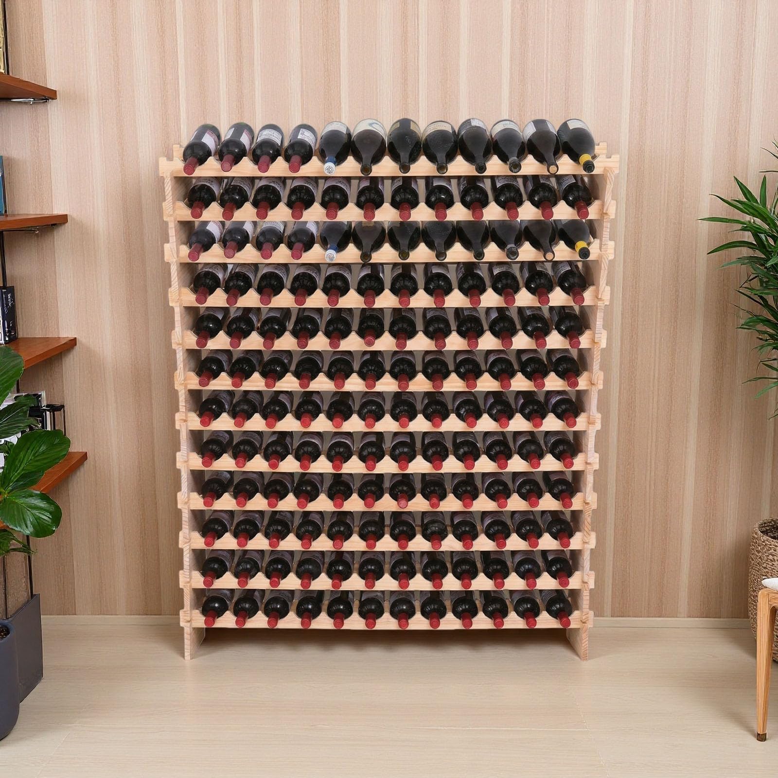 144-Bottle Freestanding Wood Wine Rack