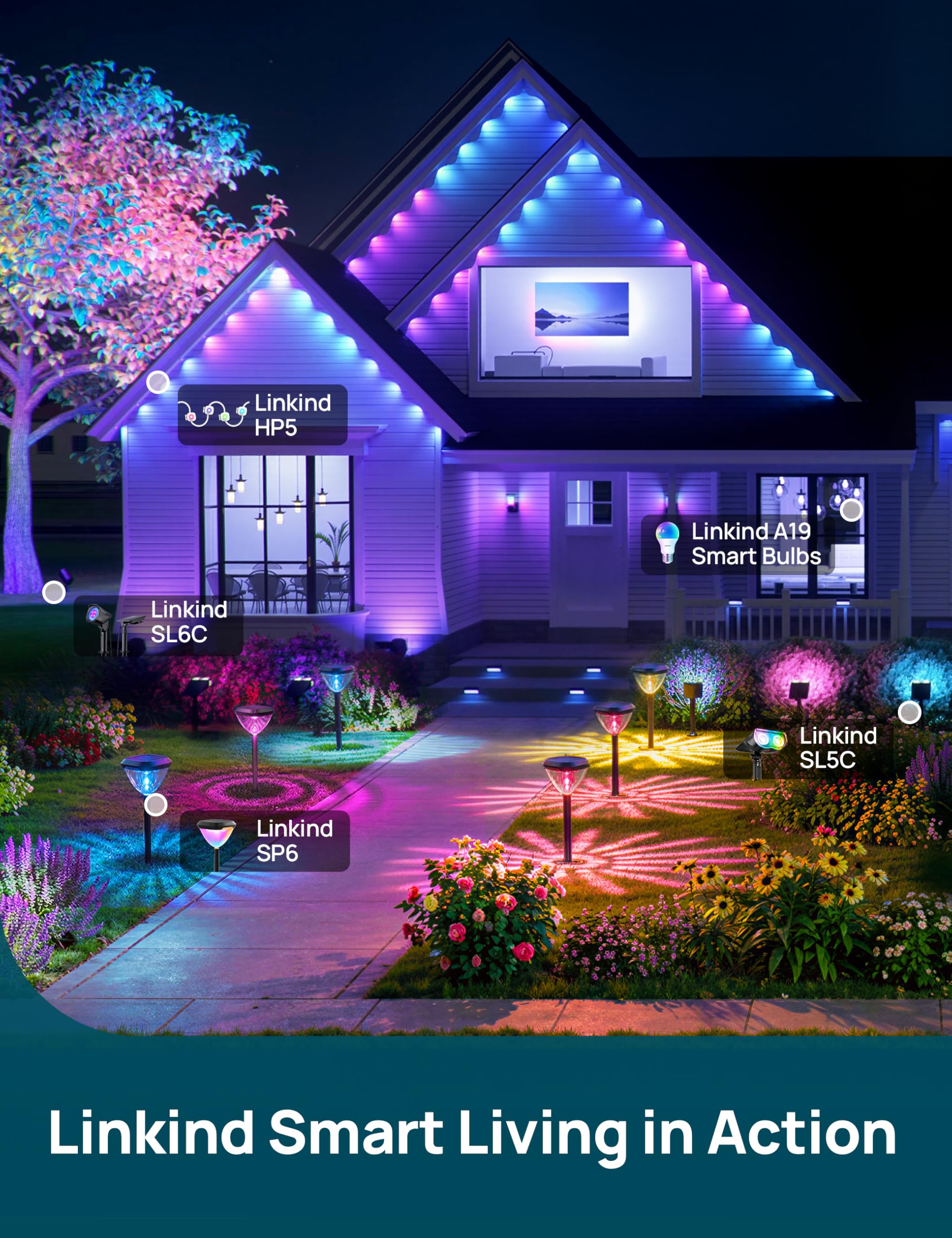 Smart Solar Pathway Lights with App Control