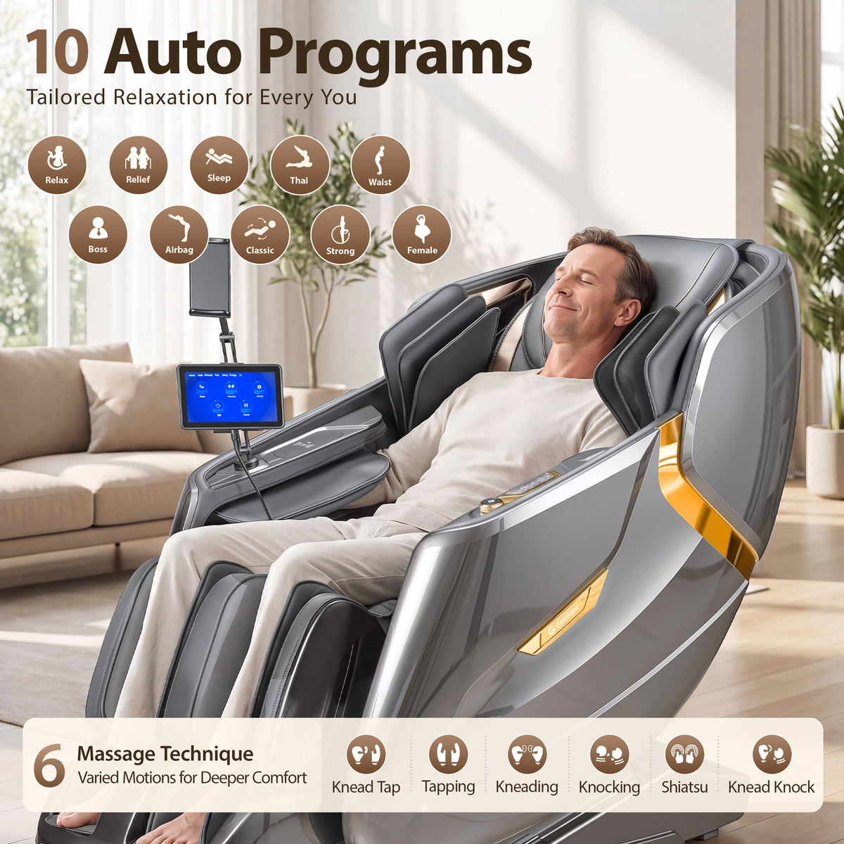 Gethope 4D Massage Chair Full Body, Zero Gravity SL-Track Recliner, Silver