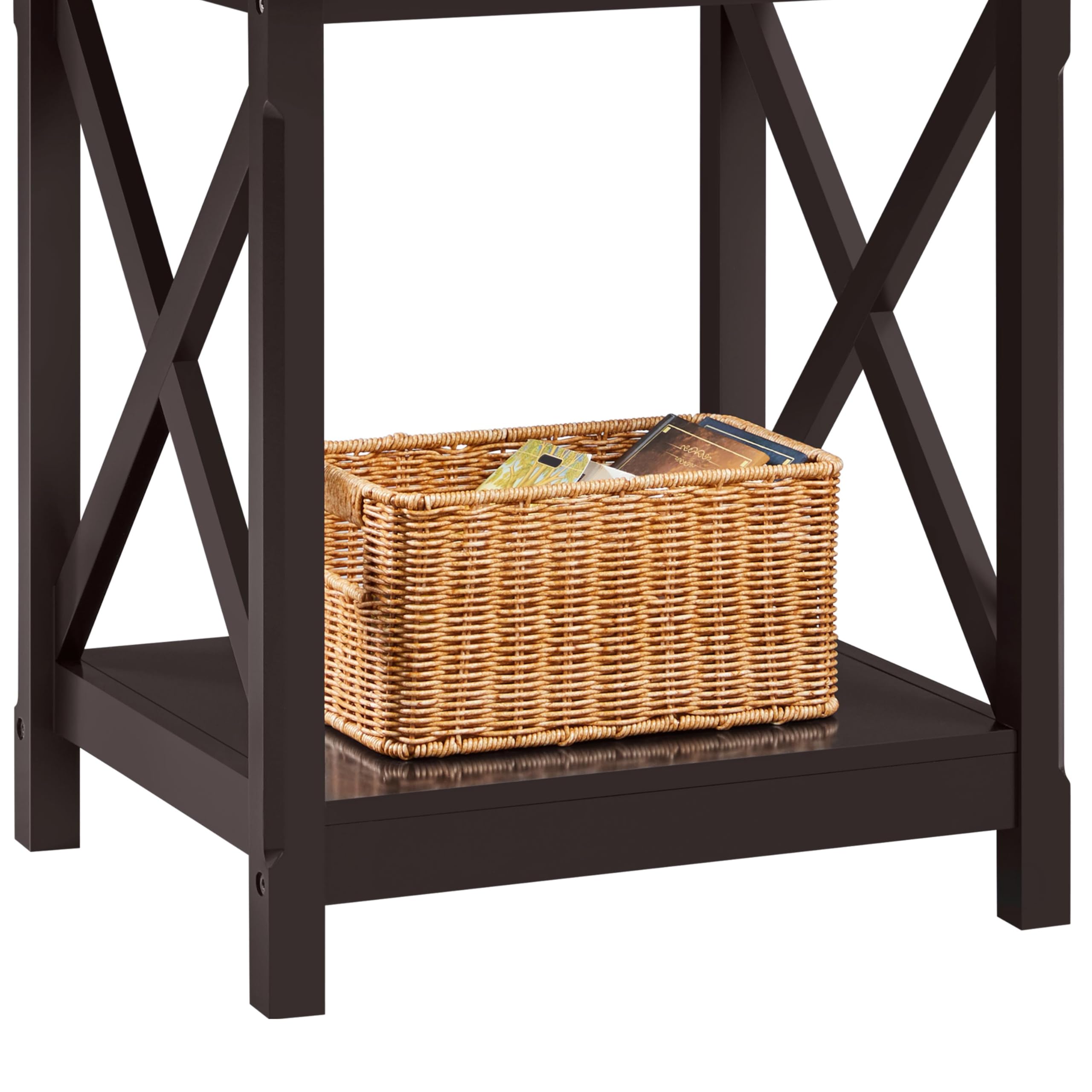 2-Tier X-Design End Table with Storage Shelf