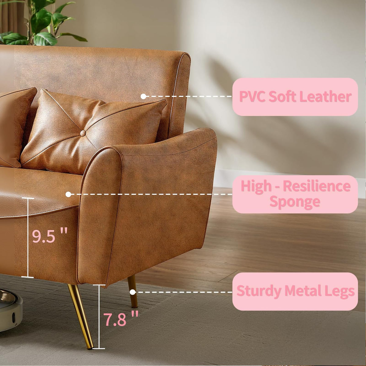 Faux Leather Loveseat